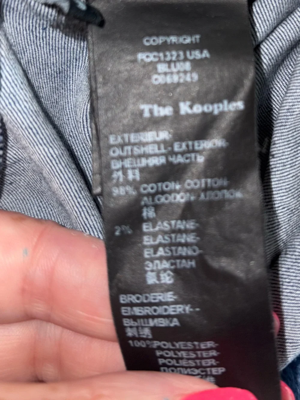 The Kooples Jeans Embroidered Floral Denim Button Down Shirt Blue Large - Picture 7 of 7